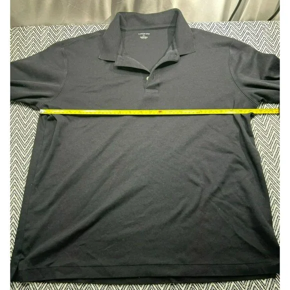 Lands End Men's Black Cotton Long Sleeve Polo Shirt Size L - Picture 4 of 5